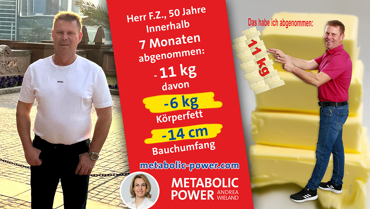 Herr F.Z., 50 Jahre in 7 Monaten: - 11 kg, davon 6 kg Körperfett