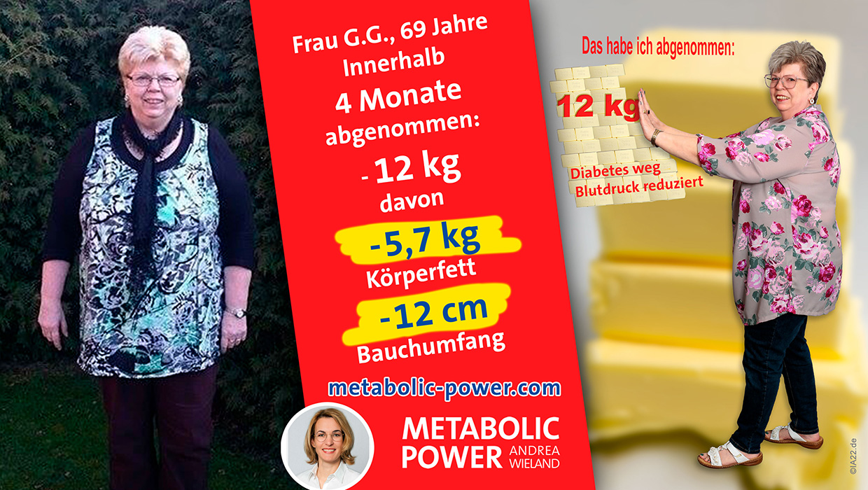 Frau T.V., 33 Jahre in 2 Monaten: - 13 kg, davon 5,5 kg Körperfett