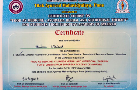 Andrea Wieland ayurvedische Ernährungstherapie Indien